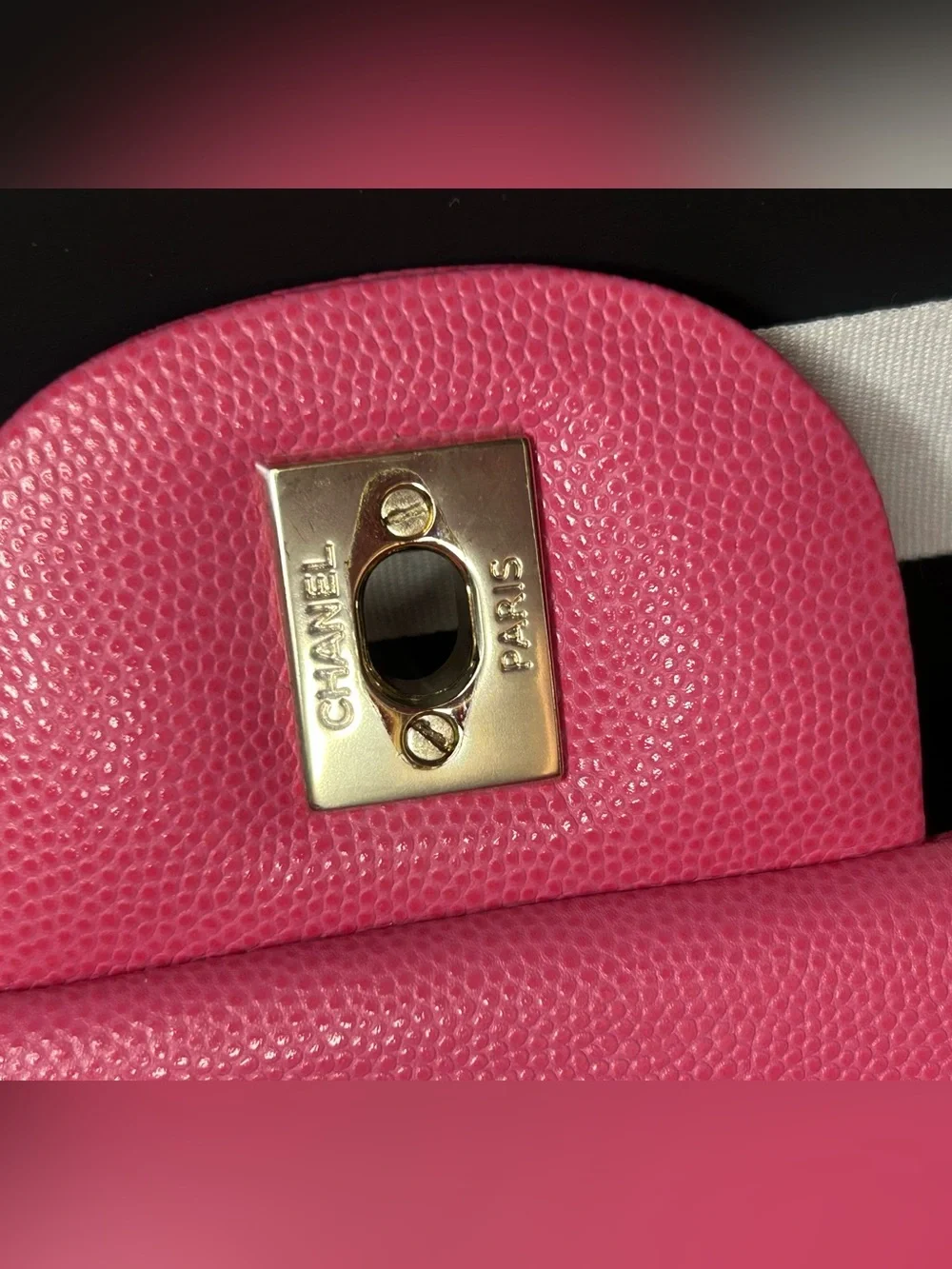NEW! CHANEL Jumbo Double Flap Quilted Caviar Handbag Pink / Gold Hardware